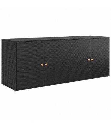 vidaXL Garden Storage Cabinet Black 198x55.5x80 cm Poly Rattan