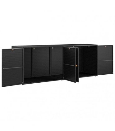 vidaXL Garden Storage Cabinet Black 198x55.5x80 cm Poly Rattan