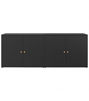 vidaXL Garden Storage Cabinet Black 198x55.5x80 cm Poly Rattan