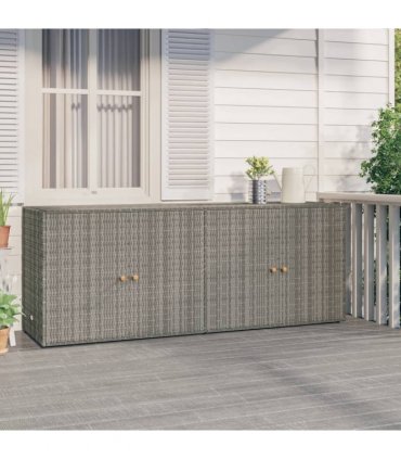 vidaXL Garden Storage Cabinet Grey 198x55.5x80 cm Poly Rattan