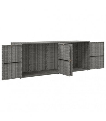 vidaXL Garden Storage Cabinet Grey 198x55.5x80 cm Poly Rattan