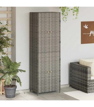 vidaXL Garden Storage Cabinet Grey 59x40x180 cm Poly Rattan