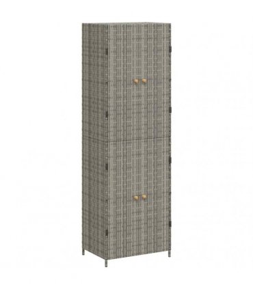 vidaXL Garden Storage Cabinet Grey 59x40x180 cm Poly Rattan