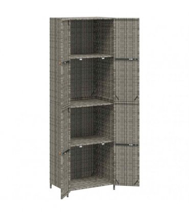 vidaXL Garden Storage Cabinet Grey 59x40x180 cm Poly Rattan