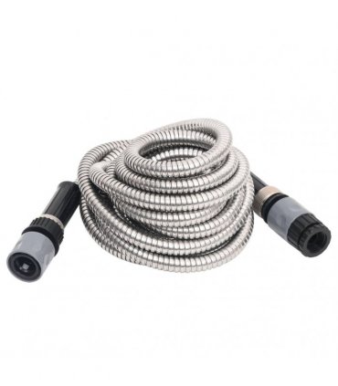 vidaXL Garden Hose with Spray Nozzle Silver 0.6" 7.5 m Stainless Steel