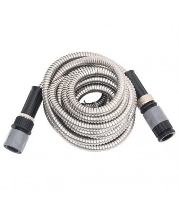 vidaXL Garden Hose with Spray Nozzle Silver 0.6" 7.5 m Stainless Steel