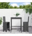 vidaXL 3 Piece Garden Bar Set Grey Solid Wood Pine — Colour: grey pine