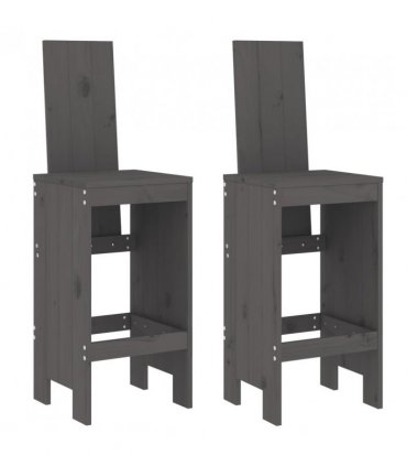 vidaXL 3 Piece Garden Bar Set Grey Solid Wood Pine — Colour: grey pine