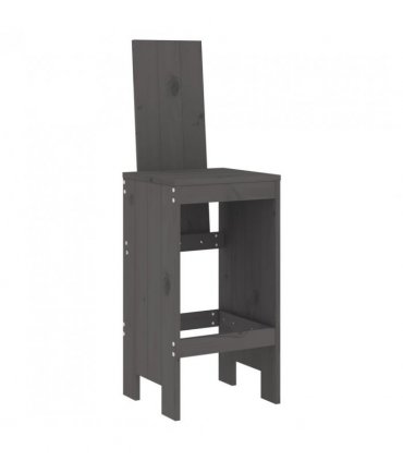 vidaXL 3 Piece Garden Bar Set Grey Solid Wood Pine — Colour: grey pine
