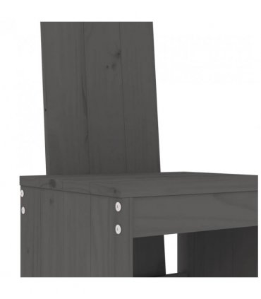 vidaXL 3 Piece Garden Bar Set Grey Solid Wood Pine — Colour: grey pine