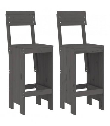 vidaXL 3 Piece Garden Bar Set Grey Solid Wood Pine — Colour: grey pine — V0671963745