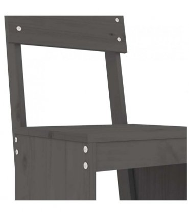 vidaXL 3 Piece Garden Bar Set Grey Solid Wood Pine — Colour: grey pine — V0671963745