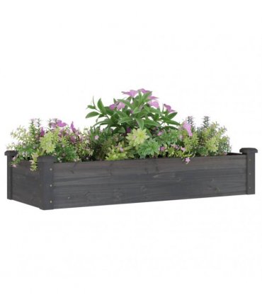 vidaXL Garden Raised Bed with Liner Grey 120x45x25 cm Solid Wood Fir — Size: 120 x 45 x 25 cm