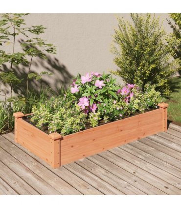 vidaXL Garden Raised Bed with Liner Brown 120x60x25 cm Solid Wood Fir — Size: 120 x 60 x 25 cm