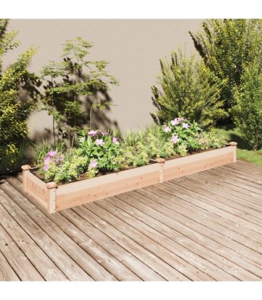 vidaXL Garden Raised Bed with Liner 240x60x25 cm Solid Wood Fir — Colour: natural, Size: 240 x 60 x 25 cm