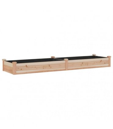 vidaXL Garden Raised Bed with Liner 240x60x25 cm Solid Wood Fir — Colour: natural, Size: 240 x 60 x 25 cm