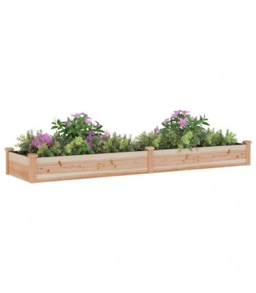vidaXL Garden Raised Bed with Liner 240x60x25 cm Solid Wood Fir — Colour: natural, Size: 240 x 60 x 25 cm