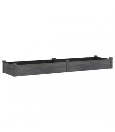 vidaXL Garden Raised Bed with Liner Grey 240x60x25 cm Solid Wood Fir — Size: 240 x 60 x 25 cm