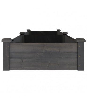 vidaXL Garden Raised Bed with Liner Grey 240x60x25 cm Solid Wood Fir — Size: 240 x 60 x 25 cm
