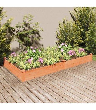 vidaXL Garden Raised Bed with Liner Brown 240x120x25 cm Solid Wood Fir — Size: 240 x 120 x 25 cm