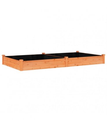 vidaXL Garden Raised Bed with Liner Brown 240x120x25 cm Solid Wood Fir — Size: 240 x 120 x 25 cm