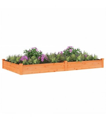 vidaXL Garden Raised Bed with Liner Brown 240x120x25 cm Solid Wood Fir — Size: 240 x 120 x 25 cm