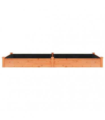 vidaXL Garden Raised Bed with Liner Brown 240x120x25 cm Solid Wood Fir — Size: 240 x 120 x 25 cm