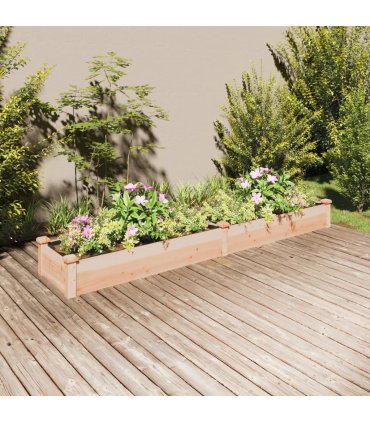 vidaXL Garden Raised Bed with Liner 240x45x25 cm Solid Wood Fir — Colour: natural, Size: 240 x 45 x 25 cm