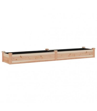 vidaXL Garden Raised Bed with Liner 240x45x25 cm Solid Wood Fir — Colour: natural, Size: 240 x 45 x 25 cm
