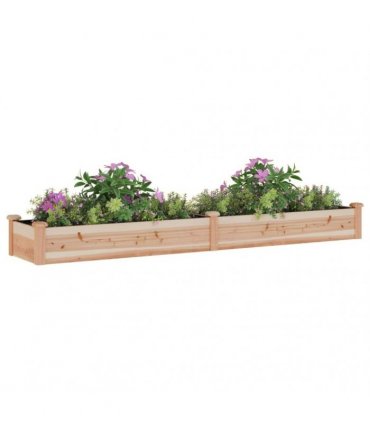 vidaXL Garden Raised Bed with Liner 240x45x25 cm Solid Wood Fir — Colour: natural, Size: 240 x 45 x 25 cm