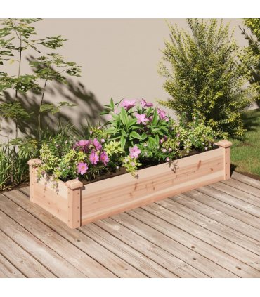 vidaXL Garden Raised Bed with Liner 120x45x25 cm Solid Wood Fir — Colour: natural, Size: 120 x 45 x 25 cm