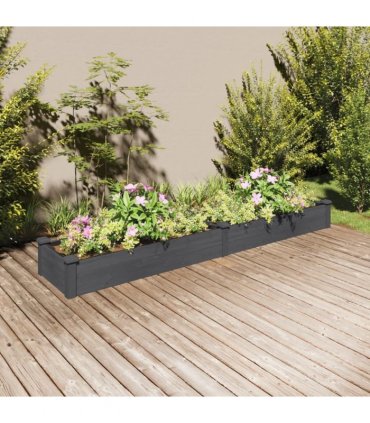 vidaXL Garden Raised Bed with Liner Grey 240x45x25 cm Solid Wood Fir — Size: 240 x 45 x 25 cm