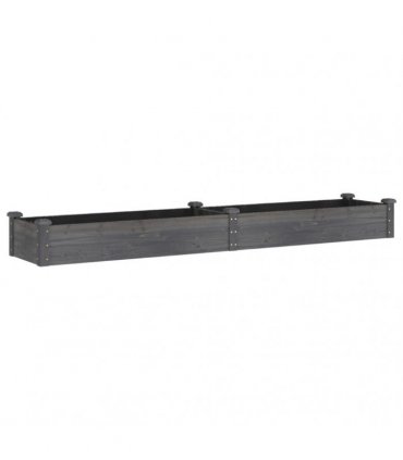 vidaXL Garden Raised Bed with Liner Grey 240x45x25 cm Solid Wood Fir — Size: 240 x 45 x 25 cm