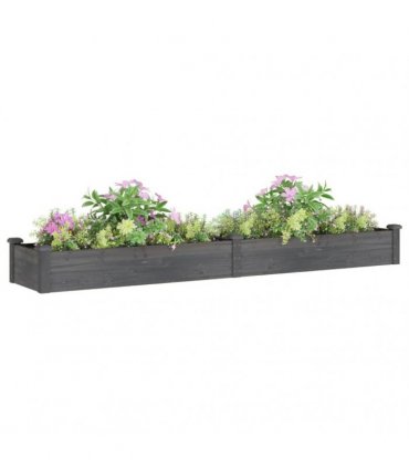 vidaXL Garden Raised Bed with Liner Grey 240x45x25 cm Solid Wood Fir — Size: 240 x 45 x 25 cm