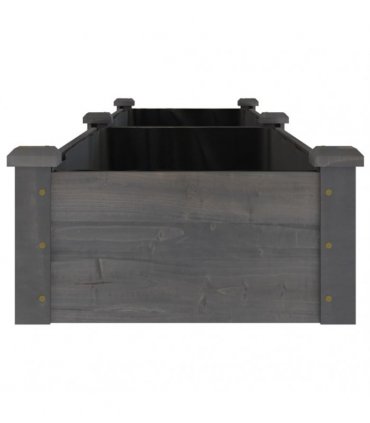 vidaXL Garden Raised Bed with Liner Grey 240x45x25 cm Solid Wood Fir — Size: 240 x 45 x 25 cm