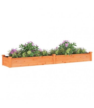 vidaXL Garden Raised Bed with Liner Brown 240x45x25 cm Solid Wood Fir — Size: 240 x 45 x 25 cm
