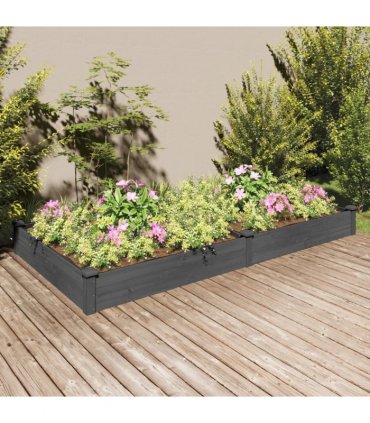 vidaXL Garden Raised Bed with Liner Grey 240x120x25 cm Solid Wood Fir — Size: 240 x 120 x 25 cm