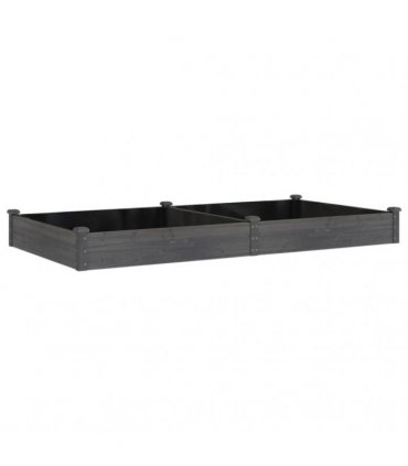 vidaXL Garden Raised Bed with Liner Grey 240x120x25 cm Solid Wood Fir — Size: 240 x 120 x 25 cm