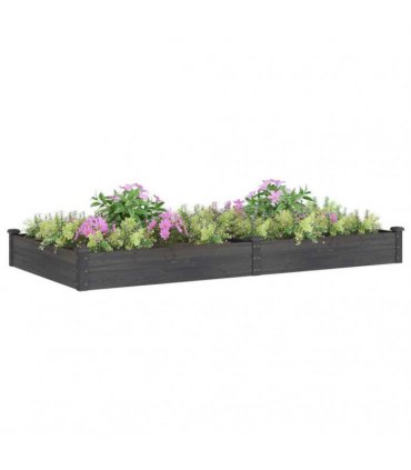 vidaXL Garden Raised Bed with Liner Grey 240x120x25 cm Solid Wood Fir — Size: 240 x 120 x 25 cm