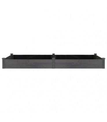 vidaXL Garden Raised Bed with Liner Grey 240x120x25 cm Solid Wood Fir — Size: 240 x 120 x 25 cm