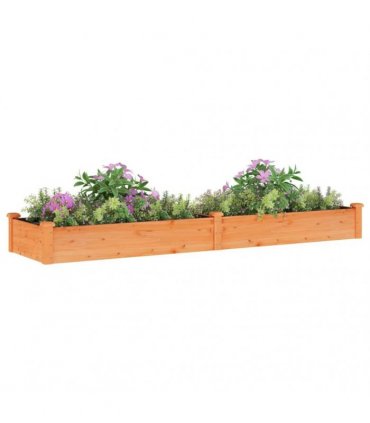 vidaXL Garden Raised Bed with Liner Brown 240x60x25 cm Solid Wood Fir — Size: 240 x 60 x 25 cm