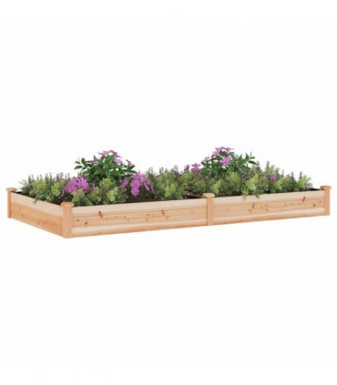 vidaXL Garden Raised Bed with Liner 240x120x25 cm Solid Wood Fir — Colour: natural, Size: 240 x 120 x 25 cm