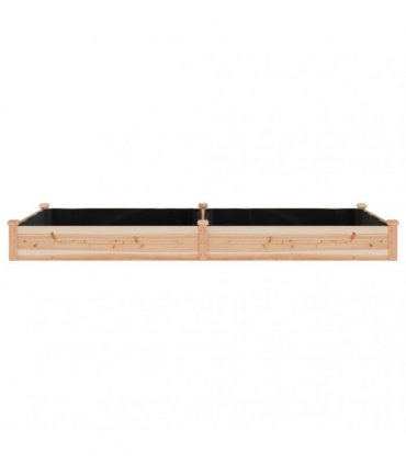 vidaXL Garden Raised Bed with Liner 240x120x25 cm Solid Wood Fir — Colour: natural, Size: 240 x 120 x 25 cm