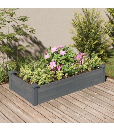 vidaXL Garden Raised Bed with Liner Grey 120x60x25 cm Solid Wood Fir — Size: 120 x 60 x 25 cm
