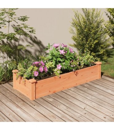 vidaXL Garden Raised Bed with Liner Brown 120x45x25 cm Solid Wood Fir — Size: 120 x 45 x 25 cm