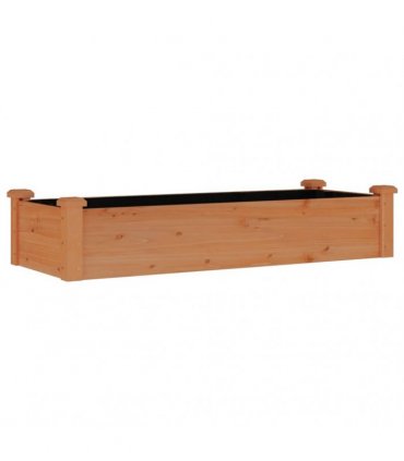 vidaXL Garden Raised Bed with Liner Brown 120x45x25 cm Solid Wood Fir — Size: 120 x 45 x 25 cm