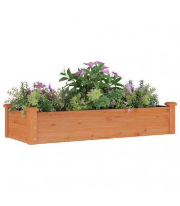 vidaXL Garden Raised Bed with Liner Brown 120x45x25 cm Solid Wood Fir — Size: 120 x 45 x 25 cm