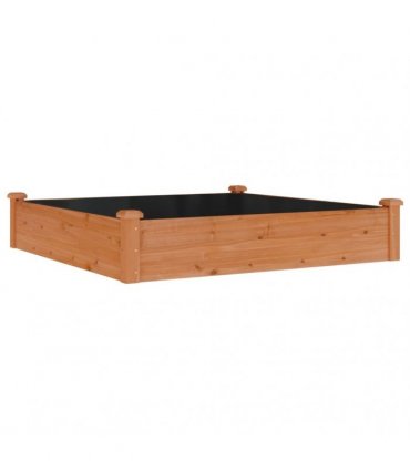 vidaXL Garden Raised Bed with Liner Brown 120x120x25 cm Solid Wood Fir — Size: 120 x 120 x 25 cm