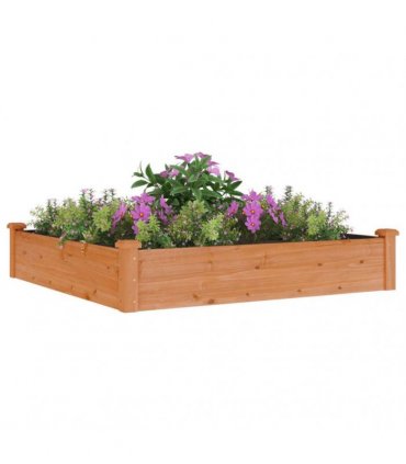 vidaXL Garden Raised Bed with Liner Brown 120x120x25 cm Solid Wood Fir — Size: 120 x 120 x 25 cm