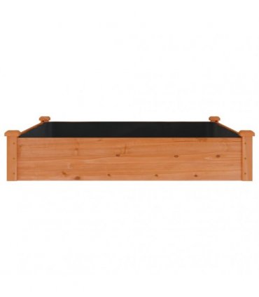 vidaXL Garden Raised Bed with Liner Brown 120x120x25 cm Solid Wood Fir — Size: 120 x 120 x 25 cm